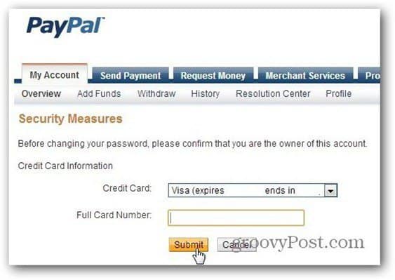 paypal confirm credit card