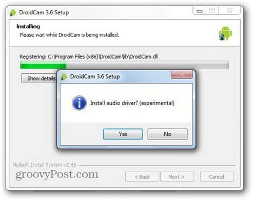 droidcam install pc client audio driver
