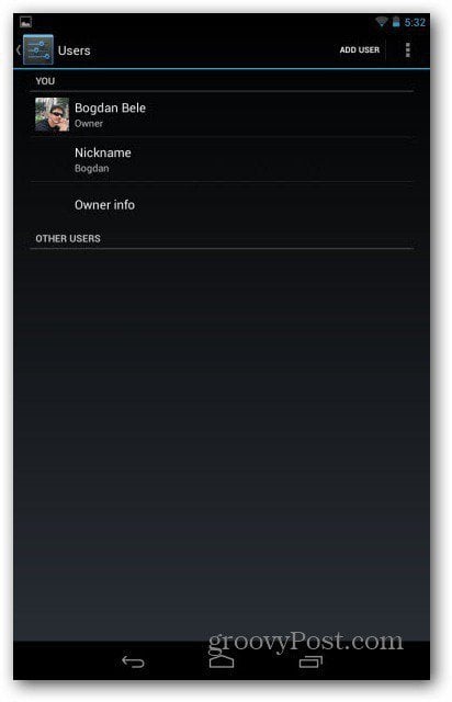 Nexus 7 user accounts add user