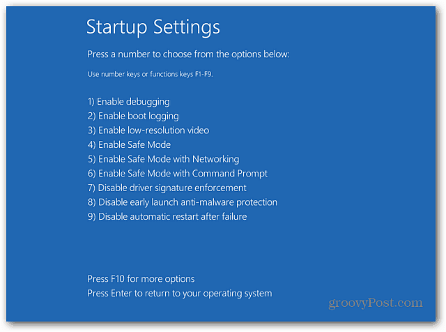 Startup Settings
