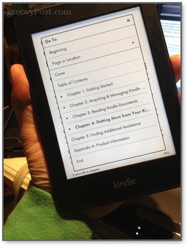 the go to menu lets you navigate the kindle paperwhite with ease