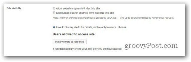 wordpress com make blog private invite users