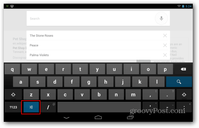 Nexus 7 keyboard settings button