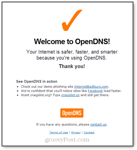 check to see if opendns is working