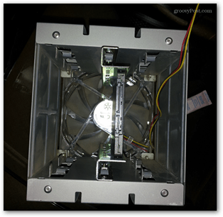 inside drive mounting bay, centered is an ssd