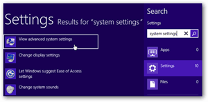 Windows 8 Settings Search