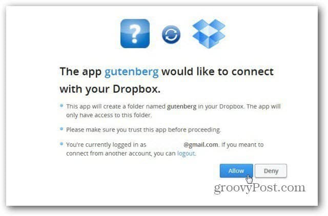 project gutenberg connect to dropbox