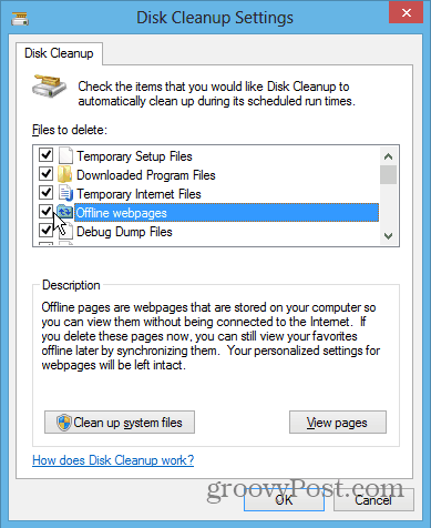 Disk Cleanup Settings