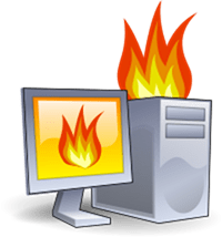 ordinateur en feu