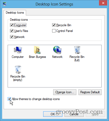 Desktop icon Settings