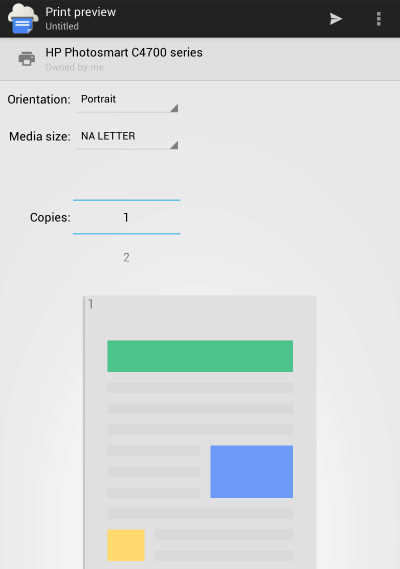 Google Cloud Print app print preview