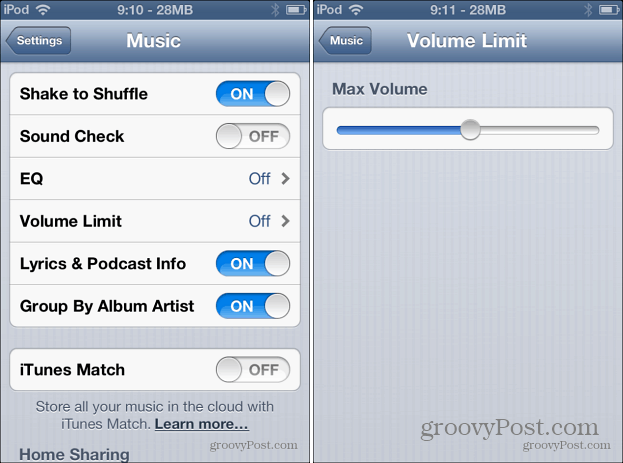 Music Volume Limit iOS