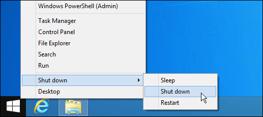 Shutdown Windows 8.1 Start button