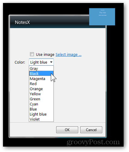 notes x les couleurs de l'interface changent l'examen des fenêtres du gadget
