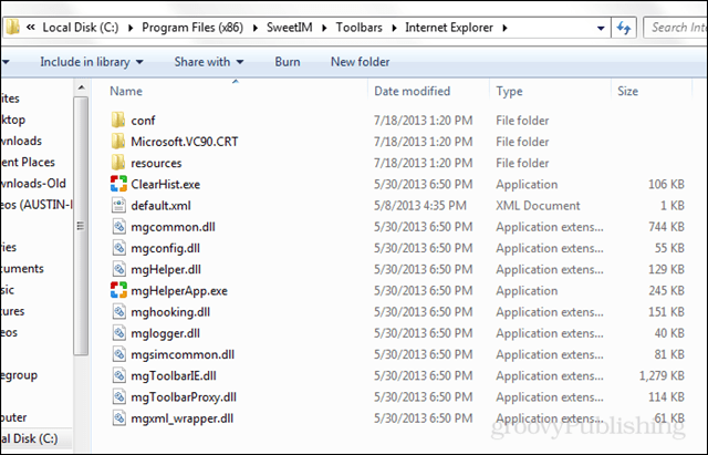program files folders leftover from sweetpacks