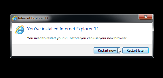 Restart Internet Explorer 11