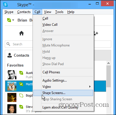 Share Screens on Skype