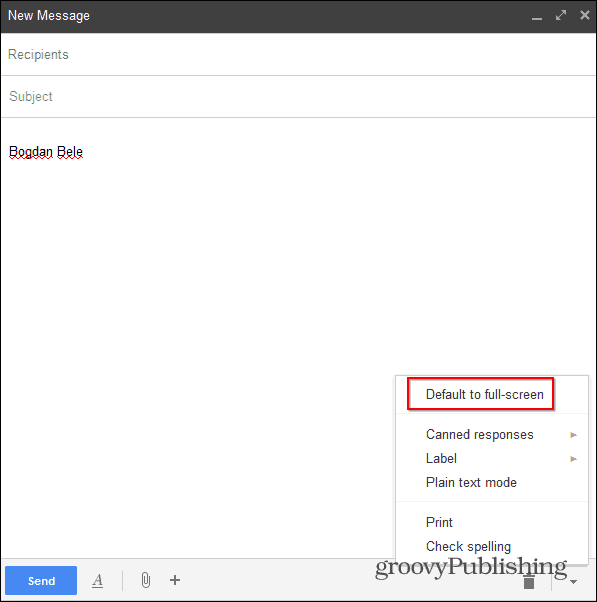 New Gmail Compose full screen