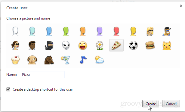 user icons and name