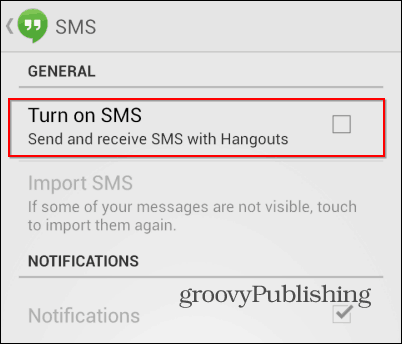 Hangouts SMS off