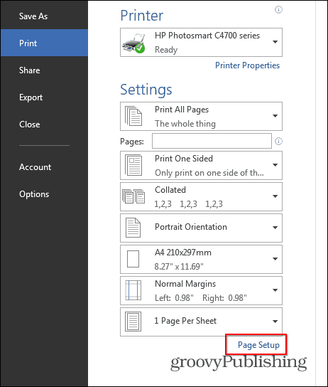 Word 2013 booklets File print page setup