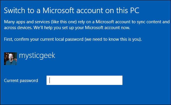 Switch to Microsoft Account