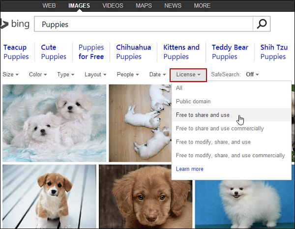 Find images on Bing