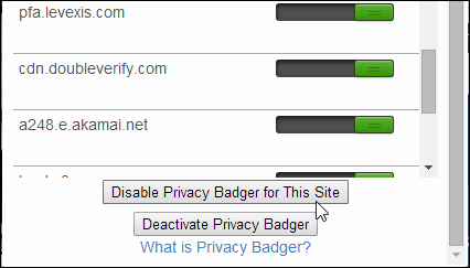 disable Privacy Badger