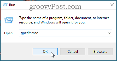 Open Local Group Policy Editor using the Run dialog