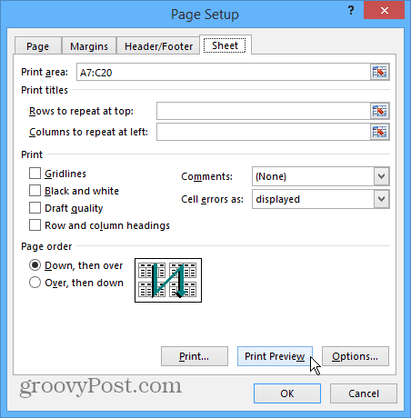 Page Setup Excel