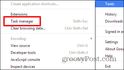 Chrome task manager