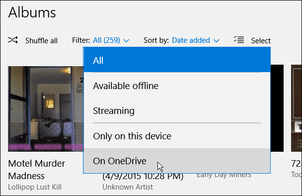 filter OneDrive