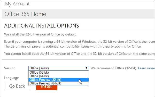 Install Office 2016 Preview