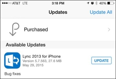 Lync for iPhone Update