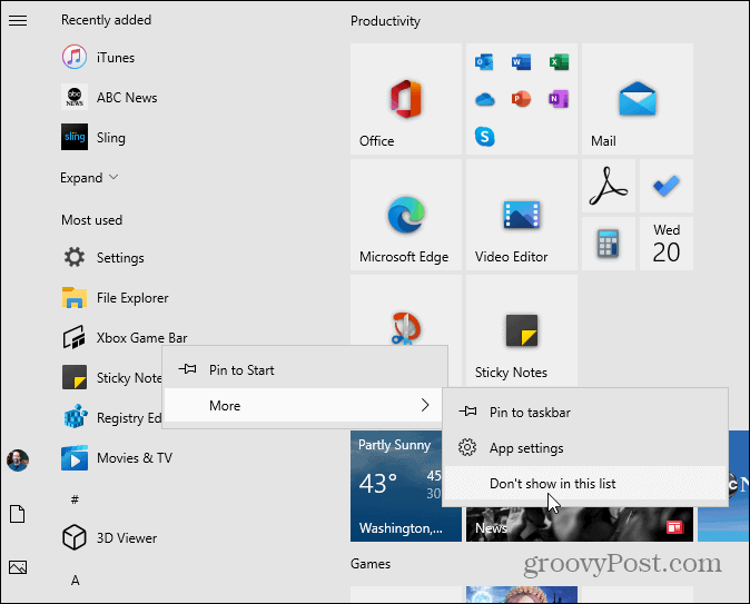 remove help options from start menu