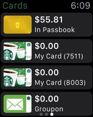 Starbucks card - Apple watch