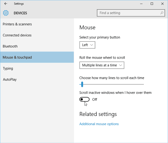 mouse and touchpad settings