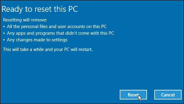 Reset Windows 10 PC