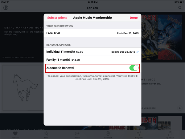 4 Auto Renewal iOS 9