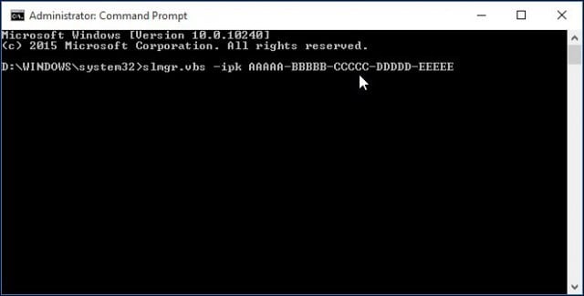 Change product key command prompt