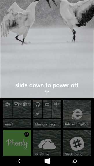 1 slide to power off windows phone
