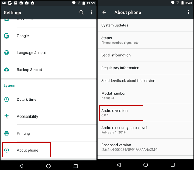 Android 6 marshmallow settings
