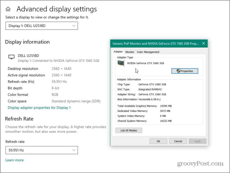 Display Settings Windows 10