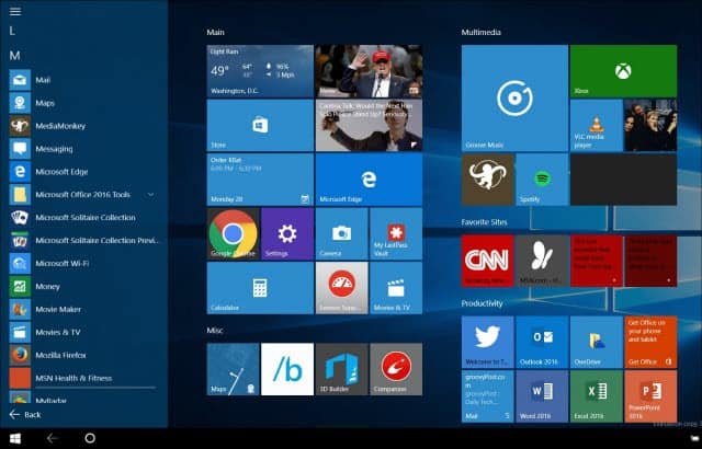 Tablet Mode Windows 10