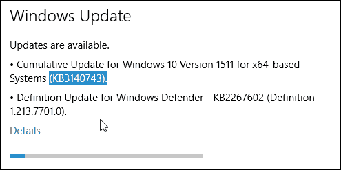 WIndows 10 Cumulative update kb3140743