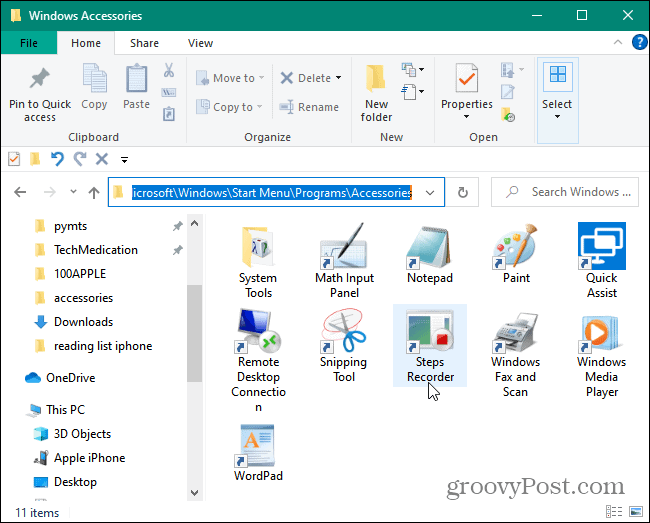 windows accessories file explorer