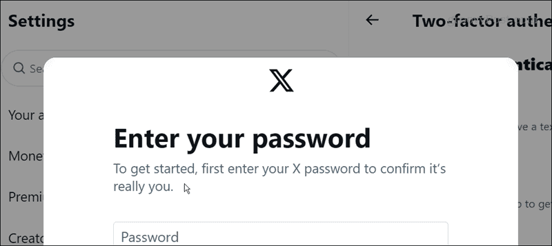 enter X password