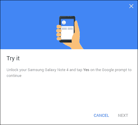 Google 2-step verification try