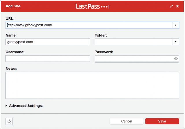 Lasspass Site form
