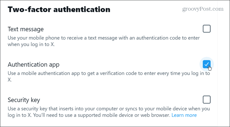 X two factor authentication